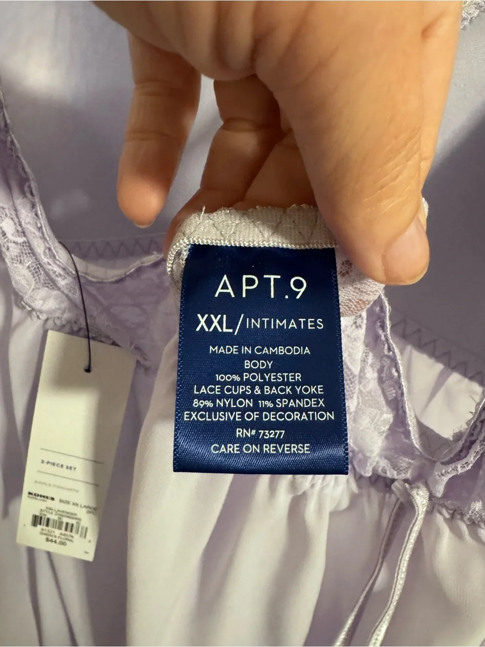 Apr. 9 Lilac Lace-Trim Chemise 2 Piece Set